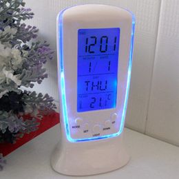 510 Square Clock LED Music Nightlight Snooze Alarm Clock with Calendar Temperature Display Table Clocks
