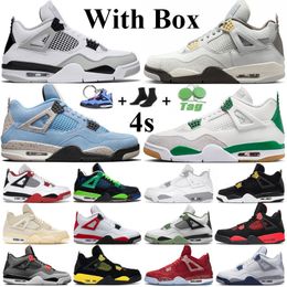 With Box Air Jordan 4 Мужские баскетбольные кроссовки высшего качества Jumpman 4s Desert Moss Taupe Haze University Blue Oreo Sail Bred Black Cat Женские кроссовки Размер 36-47