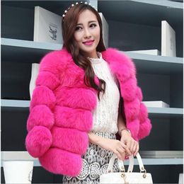 Women's Fur Winter Women Imitation Coat Fashion Short Long Sleeved Atificial Faux Jacket Thicker Warm Females Outerwear