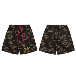 Vintage Camouflage Printed Shorts Elastic Waist Men Beach Shorts Summer Loose High Street Shorts