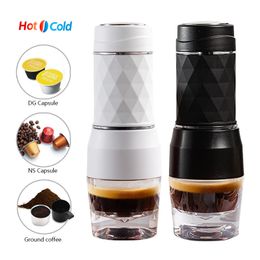 Coffee Makers JASSY Tripresso Portable Coffee Maker Espresso Machine Hand Press Capsule Ground Coffee Brewer Portable for Travel and Picnic 230314