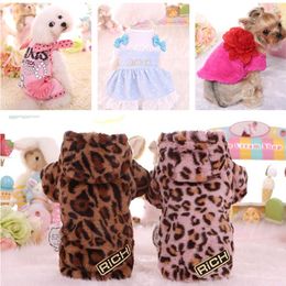 Dog Apparel Pet Dress For Dogs Autumn And Winter Clothes Cat Jacket Warm Plaid Hooded Coat With Lace Skirt