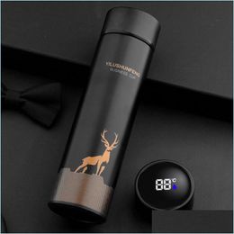 Water Bottles Intelligent Stainless Steel Thermos Temperature Display Smart Bottle Vacuum Flasks Thermoses Christmas Gifts Coffee Cu Dhtad