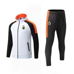 Racing de Santander Men's Tracksuits outdoor sports warm training clothing leisure sport full zipper With cap long sleeve sports suit