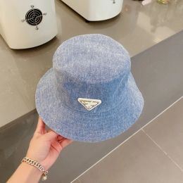 2023 Denim canvas cap Summer beach sun protection large brim empty top hat beach sun protection women's black white designer in hand yellow orange blue brown