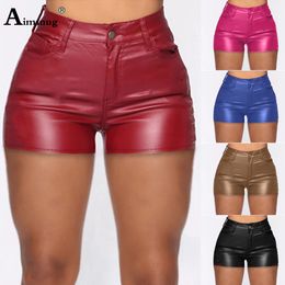 Women's Shorts Aimsnug Sexy Pu Leather High Cut Large Big Female Casual American Dance Erotica Pants 230314