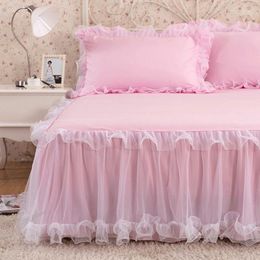 Bed Skirt DIMI Bedspread Bed Cover Non-Slip Sheets Without Pillowcase White Lace Lotus Leaf Lace Bed Skirts Princess Style Solid Colour 230314