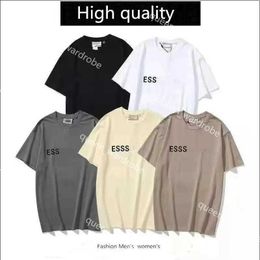 Men's Tshirts Ess Designer Shirts d Silicone Letters Short Sleeve Loose Oversize Casual Tshirt Fog Cotton Crew Neck Shirt for Men Top