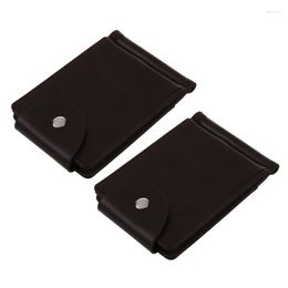 Wallets 2X Ultra-Thin Slim Men Leather Money Clip ID Holder Coin Purse Brown