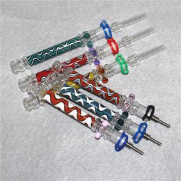 Hookahs Colorful Heady Glass Nectar Kits with 10mm Metal Nail / Quartz Tip Dab Straw Water Oil Rig Smoking Pipes Concentrate Straws