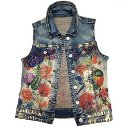 Women's Jackets Women Basic Coats 2023 Boyfriend Style Printed Casual Vintage Jacket Sleeveless Coat Women's Tops