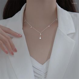 Pendant Necklaces Trend Tassel Chain Clear Crystal Water Drop Charm Necklace For Women Statement Party Wedding Jewelry Gifts DZ902