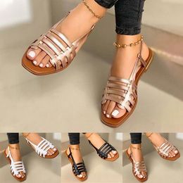 GAI Women Sandals Woman Summer Hollow Out Roman Shoes Women's Gladiator Open Toe Beach Flats Ladies Footwear Plus Size 35-43 230314 GAI