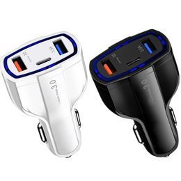 LED Type c PD USB-C Car USB Charger Quick 3.0 Universal 7A Fast Charging mobile phone Charge for iphone 11 12 13 pro max samsung Android
