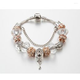 Charm Bracelets ANNAPAER 2023 Fashion Love Heart Bracelet Beads With Key Lock Fit Original For Women Jewellery B16044