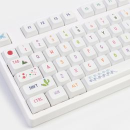 128 Keys PBT XDA Profile Summer Painting White Keycaps for Mechanical Gaming Keyboard Custom MX Switch SYE-SUB XDA Keycap