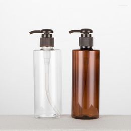 Storage Bottles 250ML X 24 Brown Transparent Screw Pump Shampoo Containers For Cosmetic Packaging Bottle With Dispenser