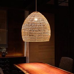 Pendant Lamps Japanese Style LED Retro Chandelier Garden Rattan Lampshade Restaurant Clothing Shop Zen Tea Room Decorative LightingPendant