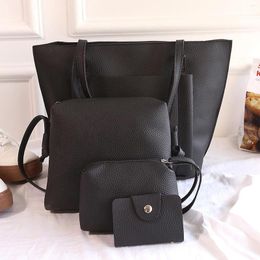 Wallets 4pc Handle Bag Women Retro Handbag Pu Leather Shoulder Totes Underarm Vintage Top Female Small Subaxillary Clutch