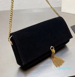 Fashion bag Women's shoulder bag Solid matte leather design tassel decorative handbag 2023