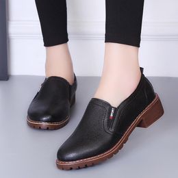 Dress Shoes Plus Size 35-42 Women Oxford Pu Leather Casual Woman Loafers Low Heels Brogue Female Zapatos Mujer Dfv56