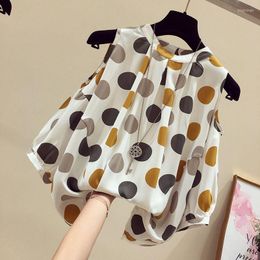 Women's Blouses Fashion Loose Chiffon Hollow Out Polka Dot Blouse Women's Clothing 2023 Spring Oversized Casual Pullovers Office Lady