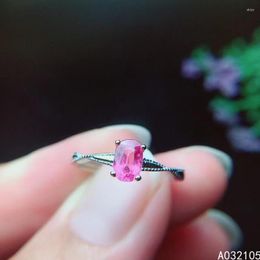 Cluster Rings KJJEAXCMY Fine Jewellery 925 Sterling Silver Inlaid Natural Pink Sapphire Women Simple Elegant Oval Adjustable Gem Ring Support