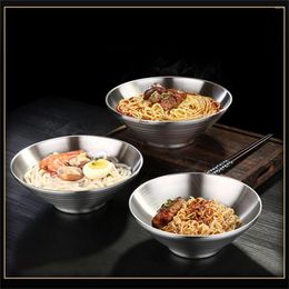 Bowls 1pcs 304 Stainless Steel Ramen Bowl And Spoon Heat-Insulated Noodles Container Kitchen Utensils Tableware Double Layer