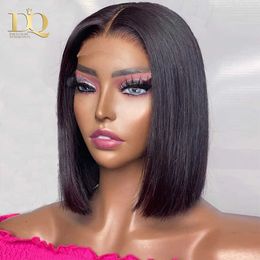Synthetic Wigs t Part Bob Lace Front Human Hair Wigs for Women 10-18inch Brazilian Straight Short 13x1 230227