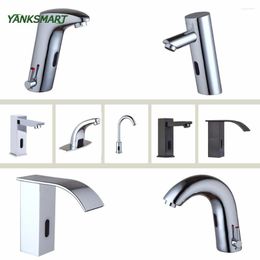 Bathroom Sink Faucets YANKSMART Kitchen Automatic Sensor Hands Free Brass ORB Black Chrome Polished Swivel Mixer / Single Cold Faucet Tap
