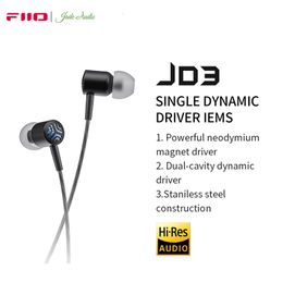 Cell Phone Earphones FiiO JadeAudio JD3 Harman-tuned Dynamic Bass EarphoneHeadset with HD MIC HiFi Music IEM StainlessSteel Shell 230314