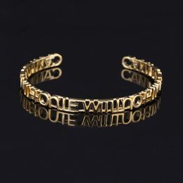 Bangle Fahion Brass Jewellery Vintage Letter Bangle&Bracelets For Women Gold