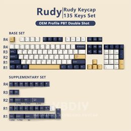 GMK Rudy Clone Keycap OEM Profile PBT Keycaps Black Gray 135 Key Caps Set for Mechanical Gaming Keyboard MX Switch Custom
