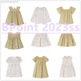 Girl's Dresses 2023 Spring and Summer New Bp Same Girl Yellow Print Floral Cotton Top Dress Skirt Shirt W0314