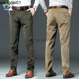 wangcai01 Men's Pants Autumn Winter High Quality Corduroy Pants Men Thick Cotton Business Straight Khaki Blue Coffee Classic Pant Office Trousers 0315H23