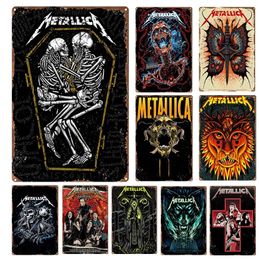 Classic Skull Band Rock Album Cover Tin Signs Vintage Plaque Metal Retro Posters for Room Music Bar Home Cafe Wall Art Paintings 30X20cm W03