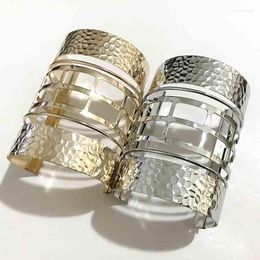 Bangle Gothletic Gold/Rhodium Color Big Geometric Cuff Wide Hollow Out Bracelets & Bangles For Women Fashion Jewelry 65x88MM