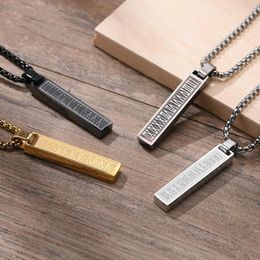 Pendant Necklaces Roman Numerals Cuboid Necklace For Men Women Stainless Steel Fashion Daily Casual Jewelry Accessories
