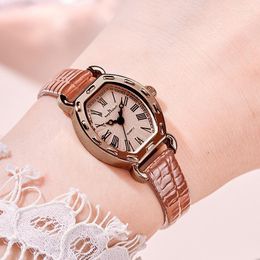 Wristwatches Fashion Square Women Quartz Watch Simple Retro Design Watches For Leather Band Womens Reloj De MujerWristwatches Thun22