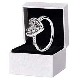 Authentic Sterling Silver Love Heart RING for Pandora CZ Diamond Wedding Jewellery For Women Girlfriend Gift designer Rings with Original Box Set Factory wholesale