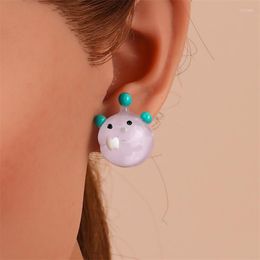 Stud Earrings Cartoon Fun Funny Studs For Women Fashion Cute Acrylic Ear Girls Daily Wear Jewellery Accessories Silver Needle