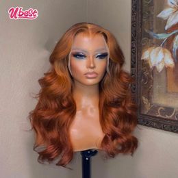 Lace Wigs U Ginger Brown 13X6 Body Wave Lace Front Wig 32Inch Brazlian Human Hair Wig Red Brown Transparent Lace Frontal Wig For Woman 230314