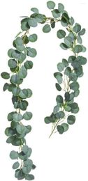 Decorative Flowers Artificial Eucalyptus Garland 6.6FT Greenery Vines Silver Dollar Strands Backdroph