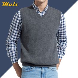 Men s Vests Men Sleeveless Sweater Male Autumn Spring Cotton Knitted Solid Man Business V Neck Top Slim Fit 3XL 230313