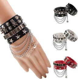 2023 PU Leather Studded Bracelet Punk Bracelet Adjustable Goth Cuff Bracelet Gothic Rivet Buckle Wristband for Men Women