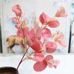 Decorative Flowers 3pcs/lot Simulation Eucalyptus Branch Real Touch Artificial Eucalytus Leaf -shaped Home Decoration Wedding Fake Plants