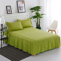 Bed Skirt 100% Cotton Bed Skirt Elastic Band Mattress Covers Solid Green Bed Sheets Mattress Cover King Queen Full Twin Size Bed Cover 230314