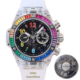 Designer Mens Watches 1242 Mechanical Automatic Movement Complete Function Transparent Watch 45mm men watch Nature Rubber Strap Sapphire Wristwatches