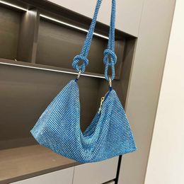 nxy Luxury Designer Hobo Shoulder Bag Shining Handle Rhinestones Evening Clutch Bag Purse Crystal Purses and Handbag Hobo Bags 230308