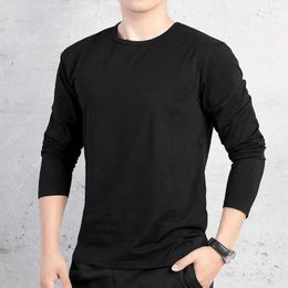 Men's T Shirts Men's Long Sleeve T-shirt Crewneck Jumper Solid Color Undershirt